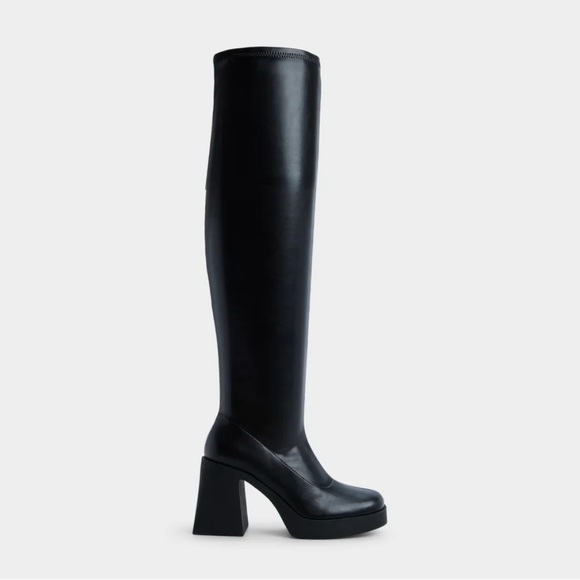 Aldo Shoes - ALDO Maritza Black Platform Stretch Over Knee-High Boots Size 10 Y2K/90s Retro